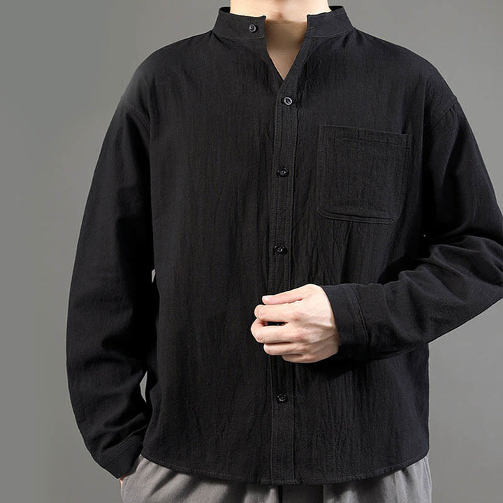 Chemise à manches longues pour homme Buddha Stones avec poche et col montant, confortable - image 18