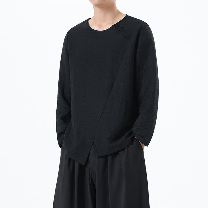 Chemise confortable en coton et lin à manches longues et col rond pour homme Buddha Stones - image 29
