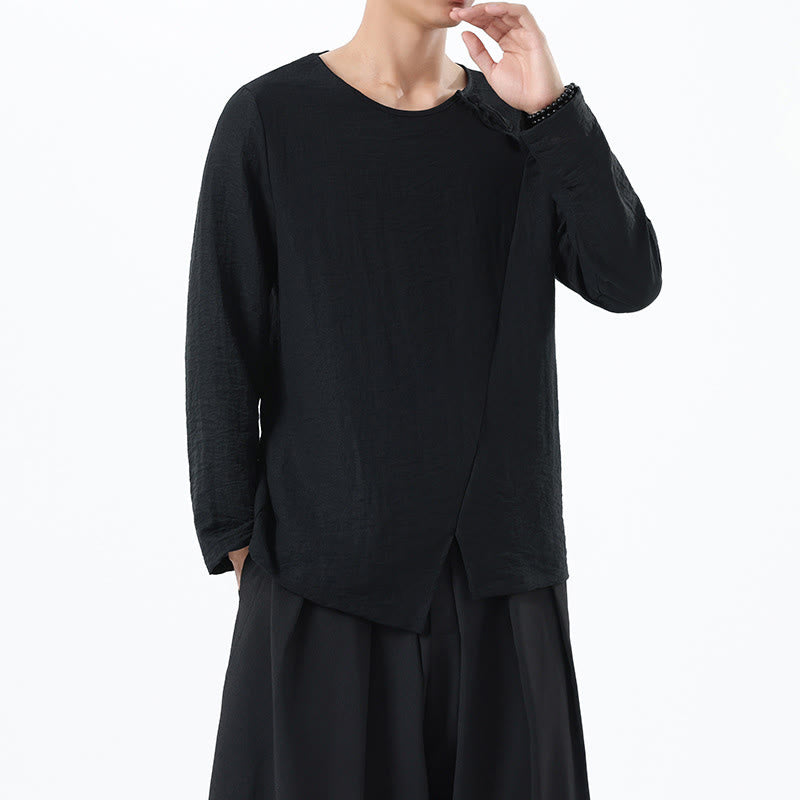 Chemise confortable en coton et lin à manches longues et col rond pour homme Buddha Stones - image 27