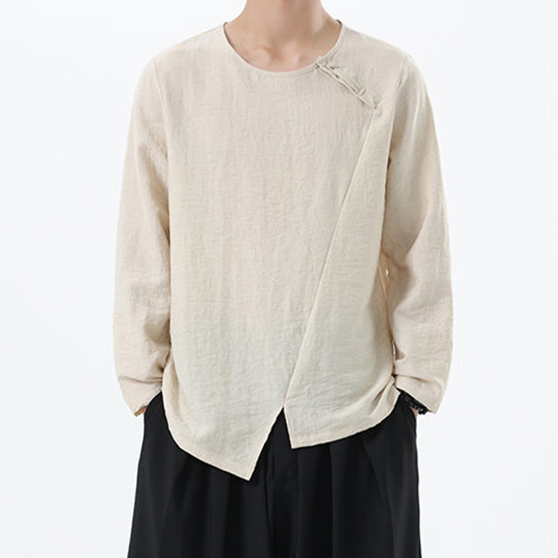 Chemise confortable en coton et lin à manches longues et col rond pour homme Buddha Stones - PapayaWhip - US/UK/AU46，EU56 (5XL) - image 14