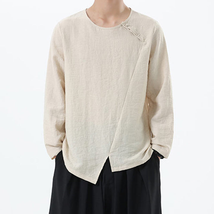 Chemise confortable en coton et lin à manches longues et col rond pour homme Buddha Stones - PapayaWhip - US/UK/AU46，EU56 (5XL) - image 14