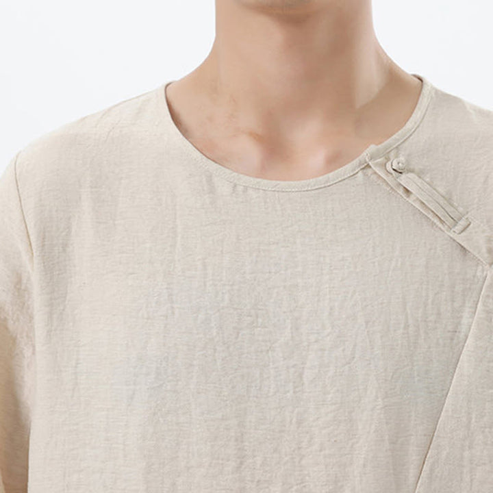 Chemise confortable en coton et lin à manches longues et col rond pour homme Buddha Stones - image 22