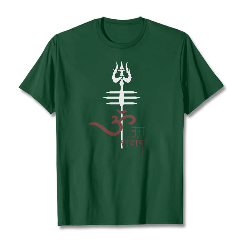 T-shirt en coton Trident Buddha Stones OM NAMAH SHIVAYA - Vert forêt - 2XL - image 7