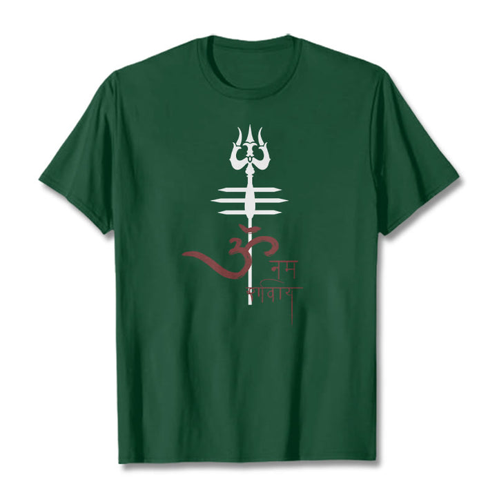 T-shirt en coton Trident Buddha Stones OM NAMAH SHIVAYA - Vert forêt - 2XL - image 7
