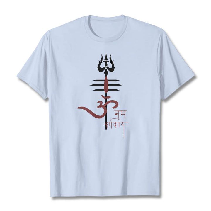 T-shirt en coton Trident Buddha Stones OM NAMAH SHIVAYA - Cyan clair - 2XL - image 6
