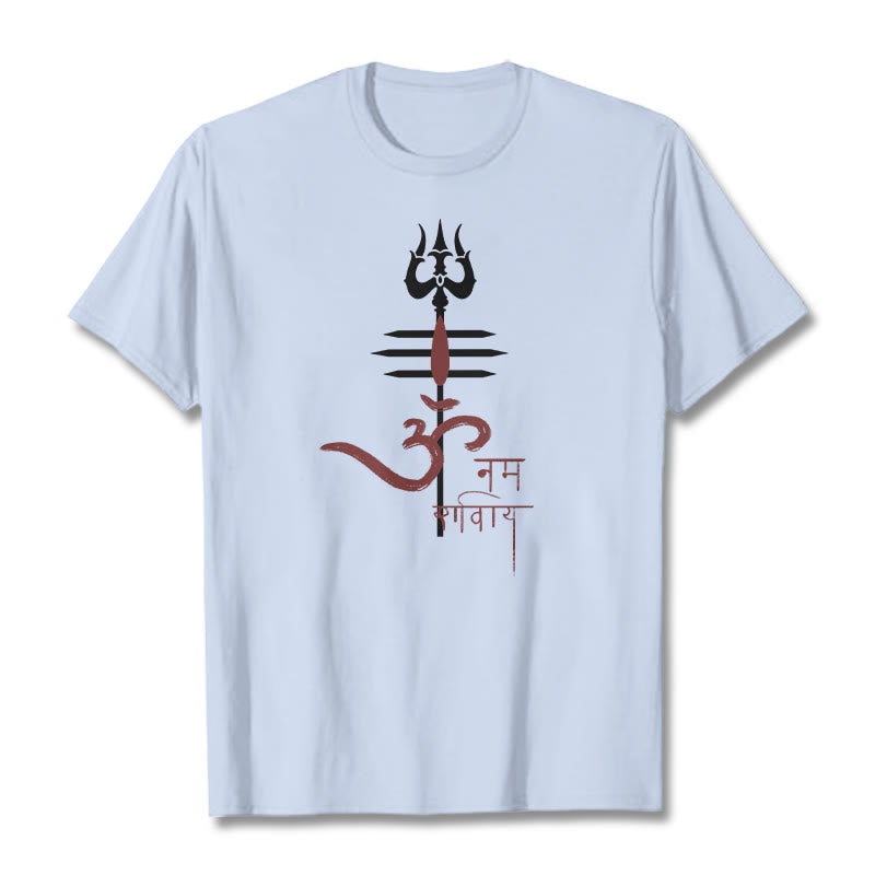 T-shirt en coton Trident Buddha Stones OM NAMAH SHIVAYA - Cyan clair - 2XL - image 7