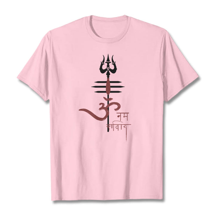 T-shirt en coton Trident Buddha Stones OM NAMAH SHIVAYA - Rose clair - 2XL - image 16