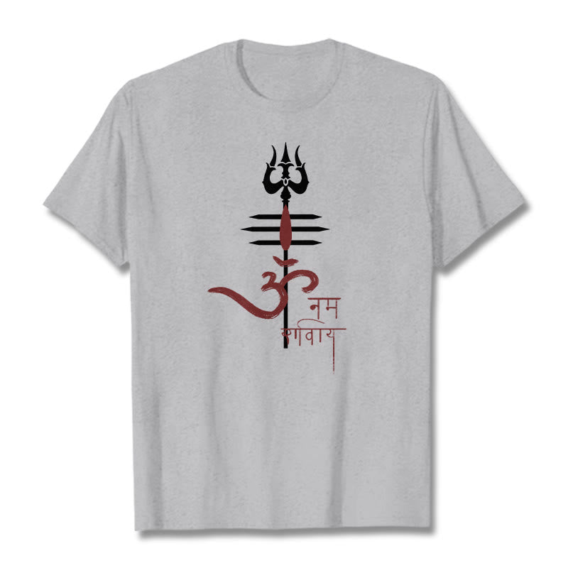 T-shirt en coton Trident Buddha Stones OM NAMAH SHIVAYA - Gris clair - 2XL - image 1