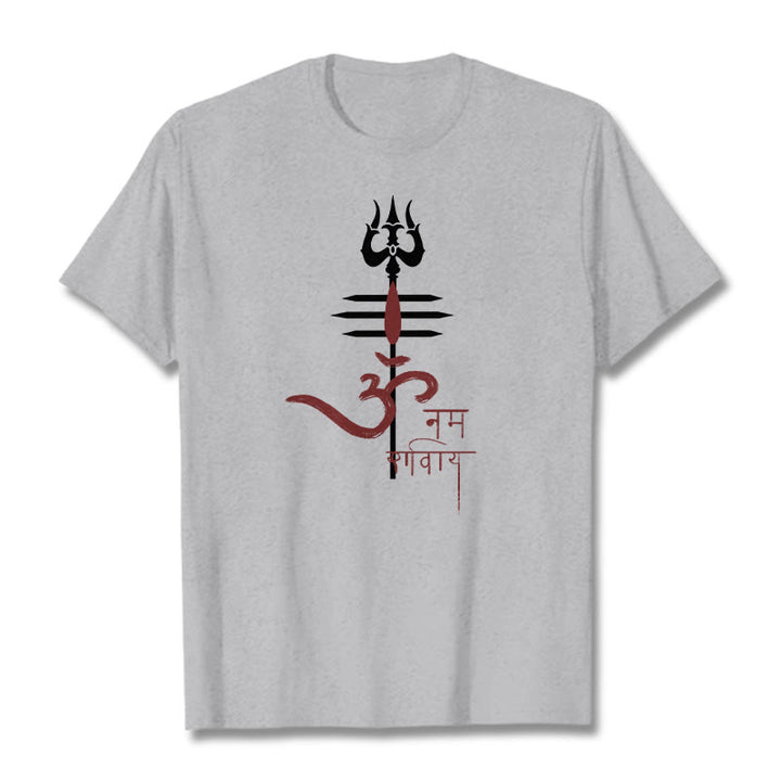 T-shirt en coton Trident Buddha Stones OM NAMAH SHIVAYA - Gris clair - 2XL - image 1