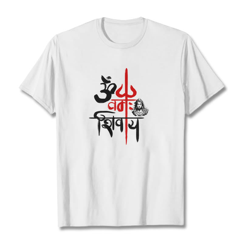 T-shirt en coton Buddha Stones OM NAMAH SHIVAYA, Trident rouge - Blanc - 2XL - image 5