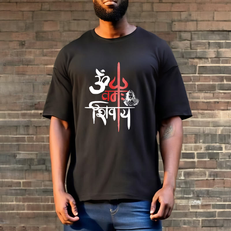 T-shirt en coton Buddha Stones OM NAMAH SHIVAYA, Trident rouge - image 3
