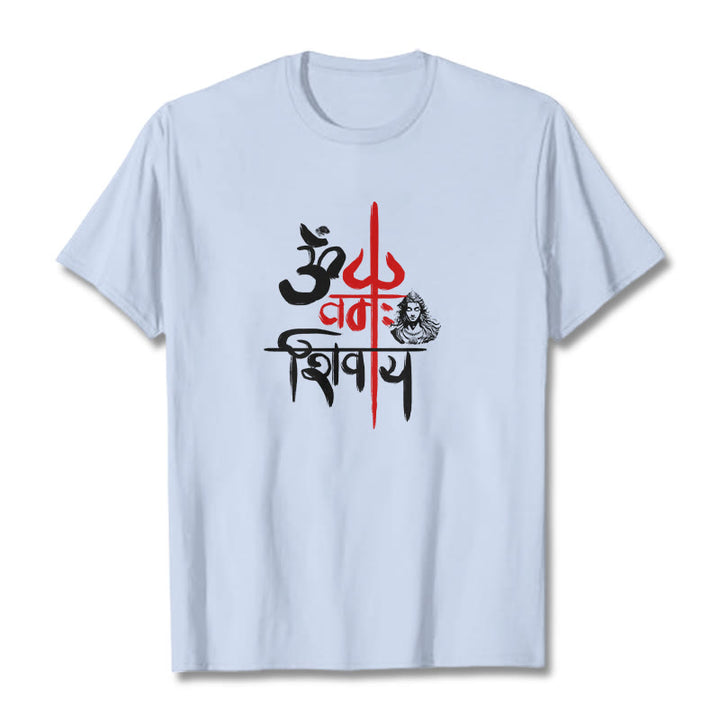 T-shirt en coton Buddha Stones OM NAMAH SHIVAYA, Trident rouge - Cyan clair - 2XL - image 16