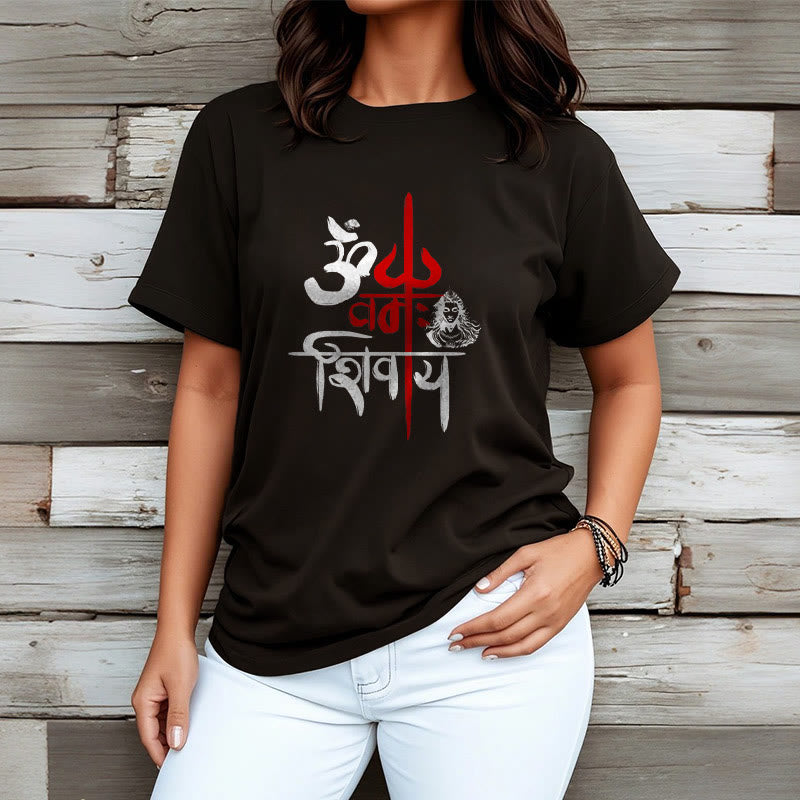 T-shirt en coton Buddha Stones OM NAMAH SHIVAYA, Trident rouge - image 3