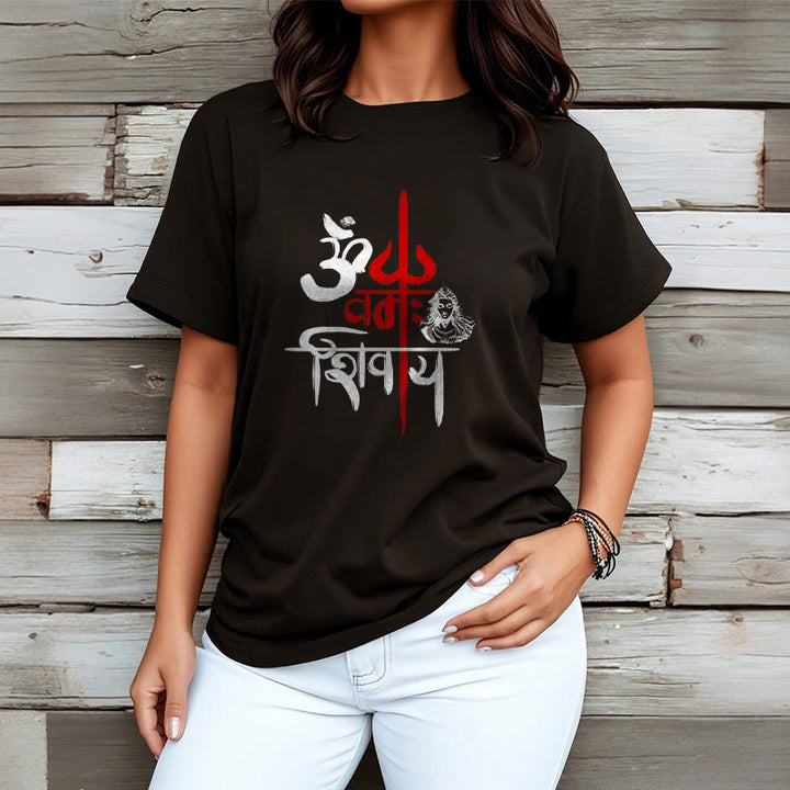 T-shirt en coton Buddha Stones OM NAMAH SHIVAYA, Trident rouge - image 3