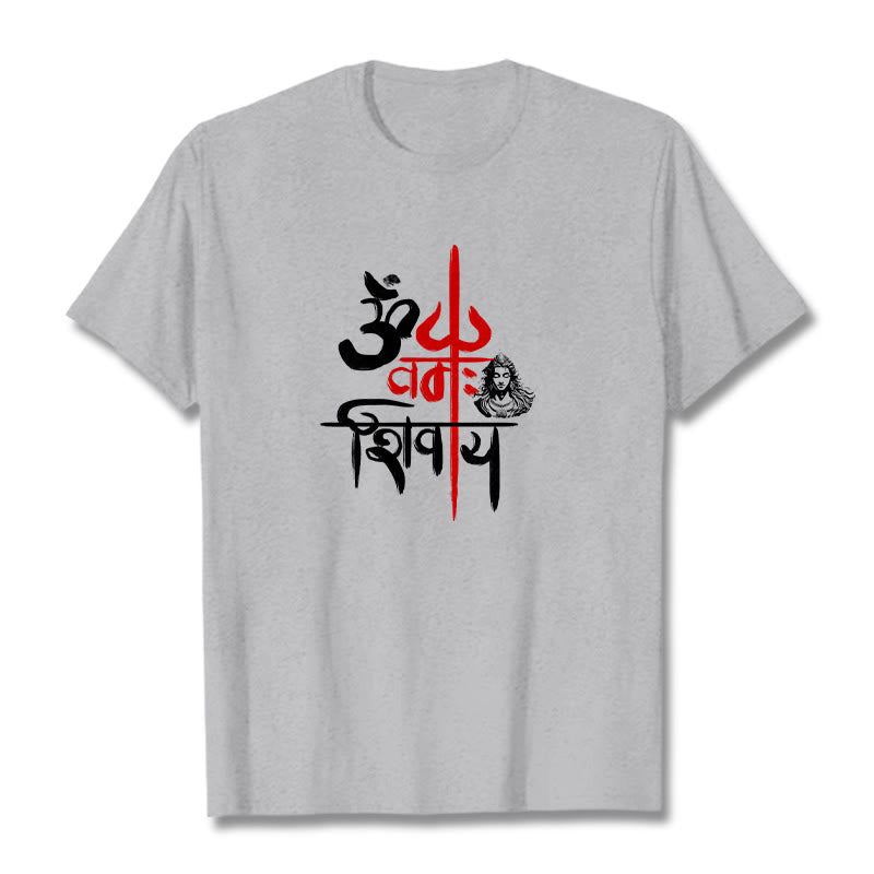 T-shirt en coton Buddha Stones OM NAMAH SHIVAYA, Trident rouge - Gris clair - 2XL - image 19
