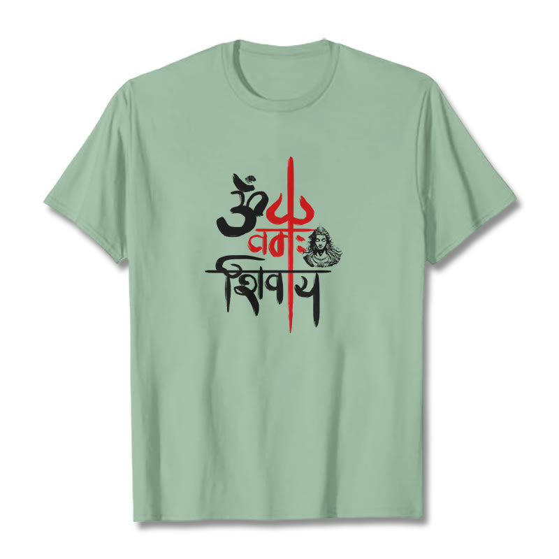 T-shirt en coton Buddha Stones OM NAMAH SHIVAYA, Trident rouge - Vert pâle - 2XL - image 12