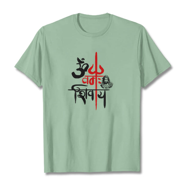 T-shirt en coton Buddha Stones OM NAMAH SHIVAYA, Trident rouge - Vert pâle - 2XL - image 12