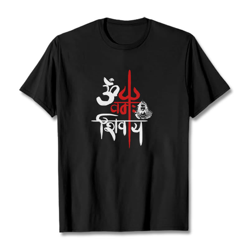 T-shirt en coton Buddha Stones OM NAMAH SHIVAYA, Trident rouge - Noir - 2XL - image 0