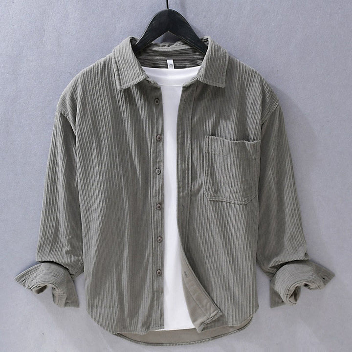 Chemise décontractée en velours côtelé à manches longues et col rabattu pour homme Buddha Stones - DimGray - US/UK/AU42，EU52 (3XL) - image 0