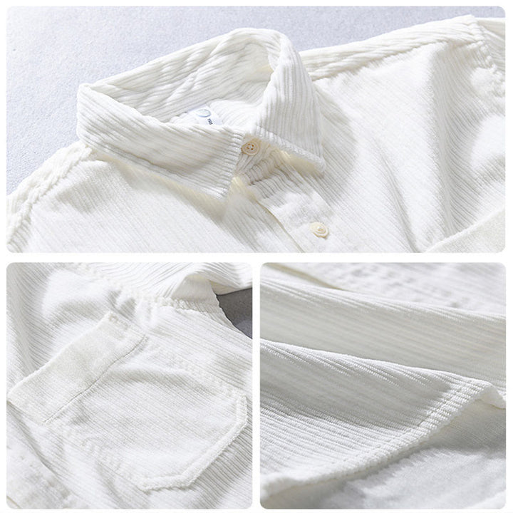 Chemise décontractée en velours côtelé à manches longues et col rabattu pour homme Buddha Stones - image 11