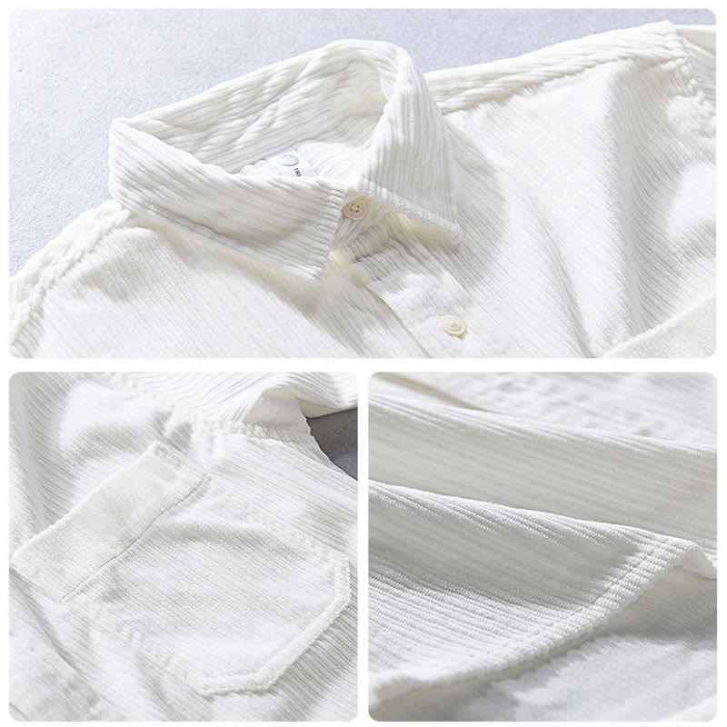 Chemise décontractée en velours côtelé à manches longues et col rabattu pour homme Buddha Stones - image 11