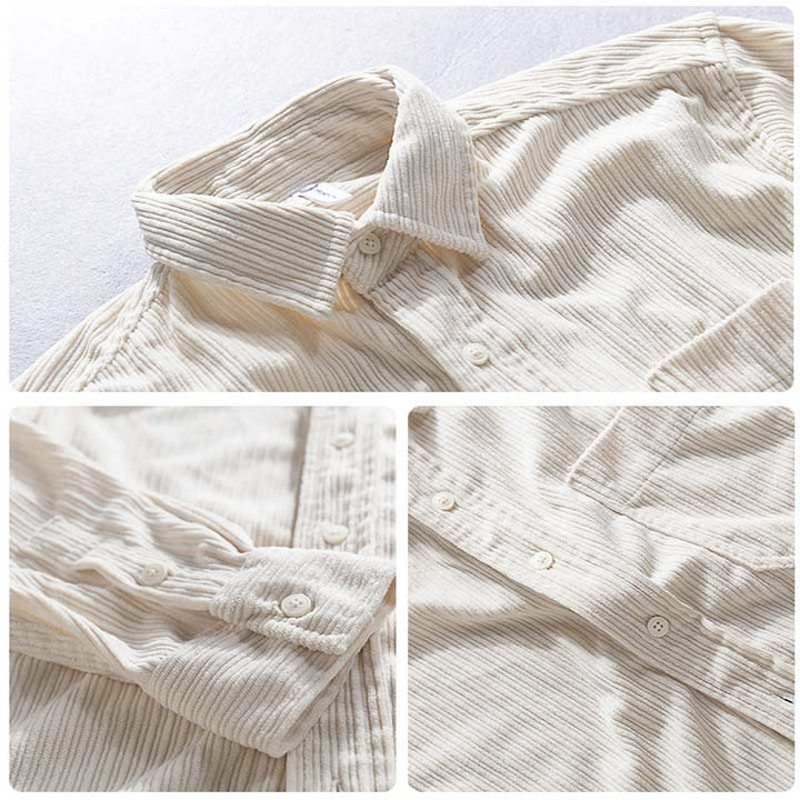 Chemise décontractée en velours côtelé à manches longues et col rabattu pour homme Buddha Stones - image 10