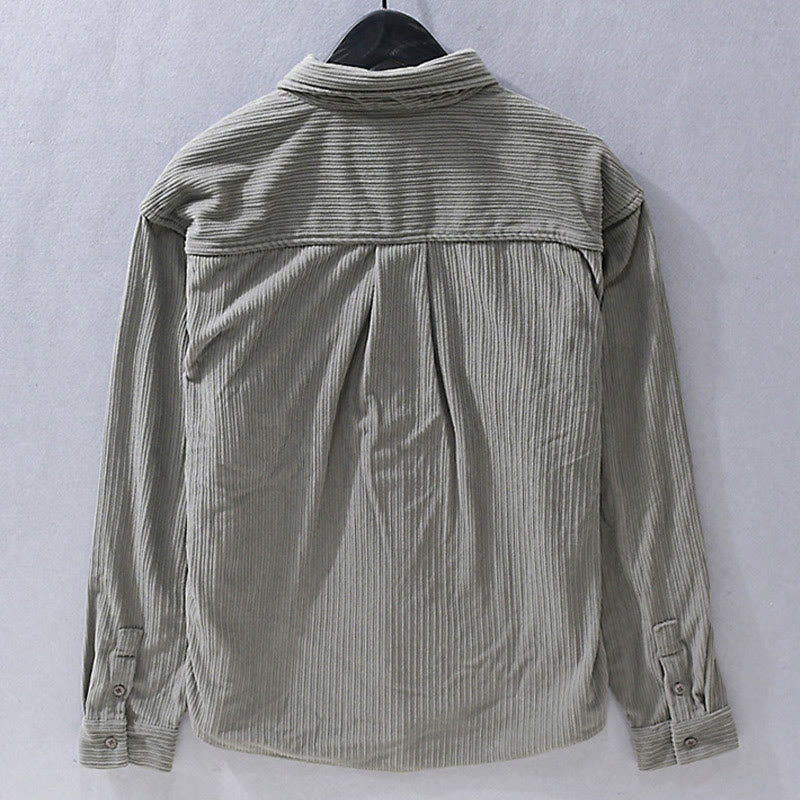 Chemise décontractée en velours côtelé à manches longues et col rabattu pour homme Buddha Stones - image 6