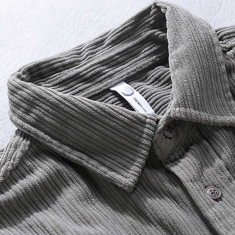 Chemise décontractée en velours côtelé à manches longues et col rabattu pour homme Buddha Stones - image 8