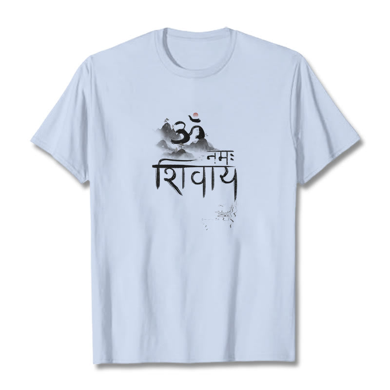 T-shirt en coton Buddha Stones OM NAMAH SHIVAYA Mountain - Cyan clair - 2XL - image 14