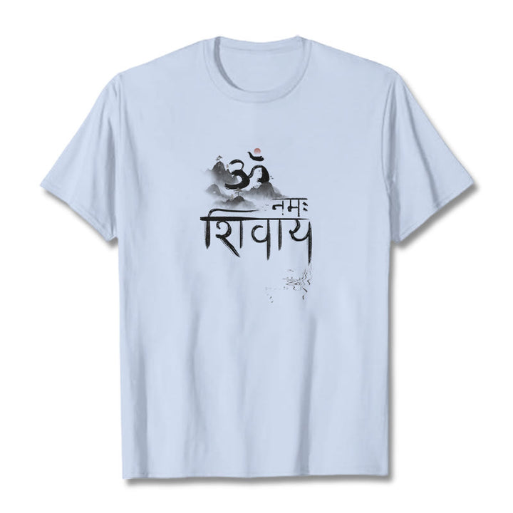 T-shirt en coton Buddha Stones OM NAMAH SHIVAYA Mountain - Cyan clair - 2XL - image 14