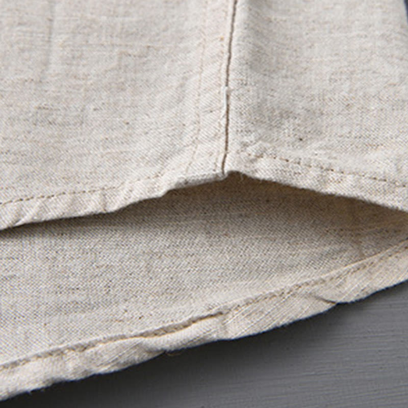 Chemise à manches longues et col rabattu pour homme avec poche Buddha Stones en coton confortable de couleur unie