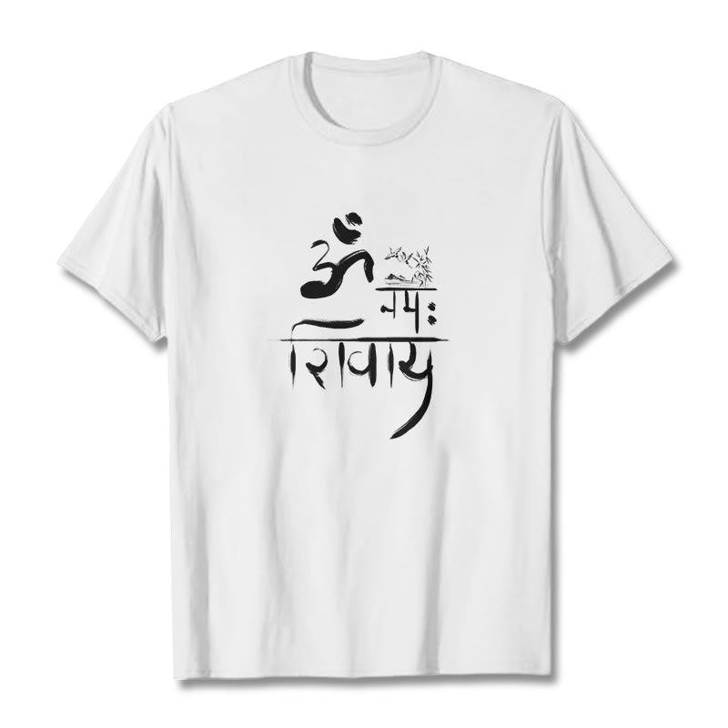 T-shirt en coton et bambou Buddha Stones OM NAMAH SHIVAYA Crane - Blanc - 2XL - image 1