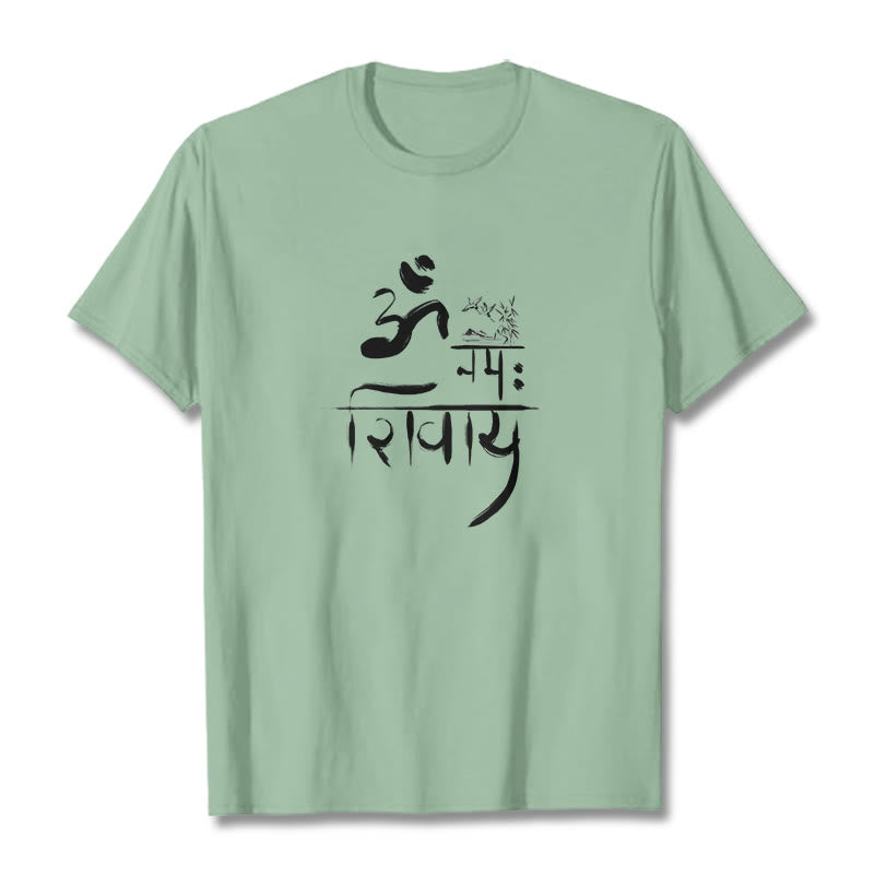 T-shirt en coton et bambou Buddha Stones OM NAMAH SHIVAYA Crane - Vert pâle - 2XL - image 13