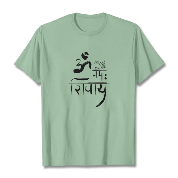 T-shirt en coton et bambou Buddha Stones OM NAMAH SHIVAYA Crane - Vert pâle - 2XL - image 13