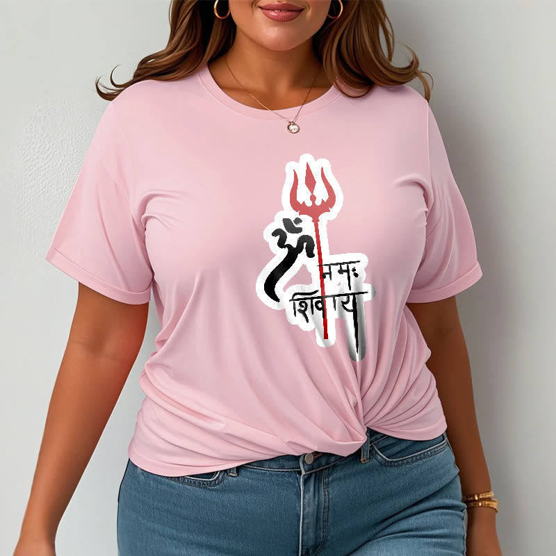 T-shirt en coton avec profil de trident rouge et Buddha Stones OM NAMAH SHIVAYA - image 9