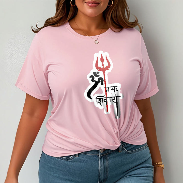 T-shirt en coton avec profil de trident rouge et Buddha Stones OM NAMAH SHIVAYA - image 9