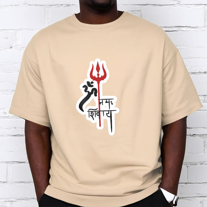 T-shirt en coton avec profil de trident rouge et Buddha Stones OM NAMAH SHIVAYA - image 19