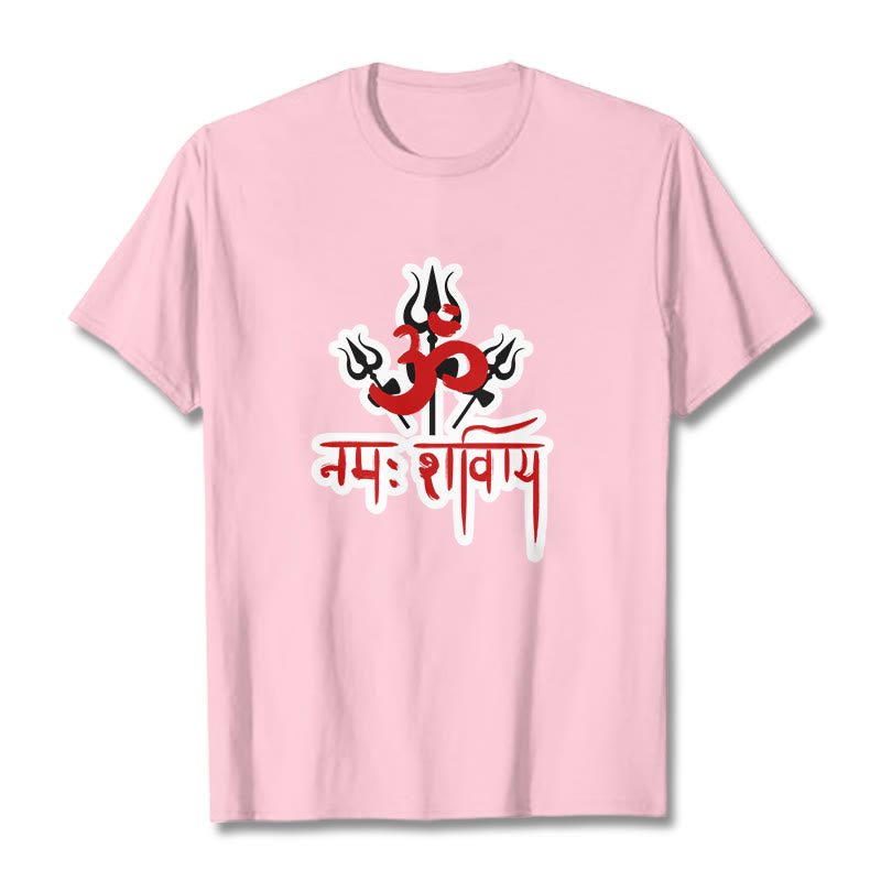 T-shirt en coton Buddha Stones OM NAMAH SHIVAYA, trois Tridents - Rose clair - 2XL - image 10