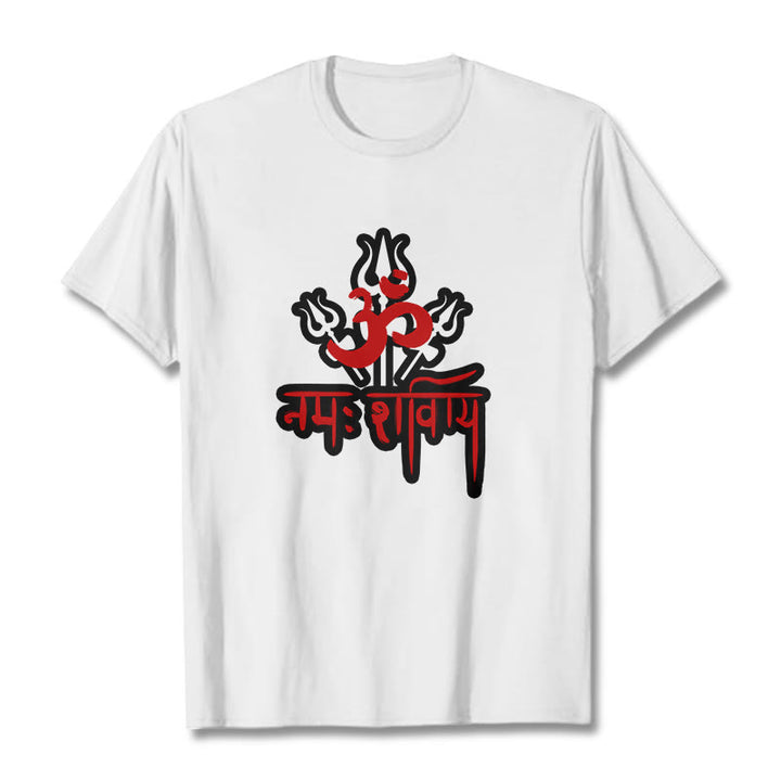 T-shirt en coton Buddha Stones OM NAMAH SHIVAYA, trois Tridents - Blanc - 2XL - image 6