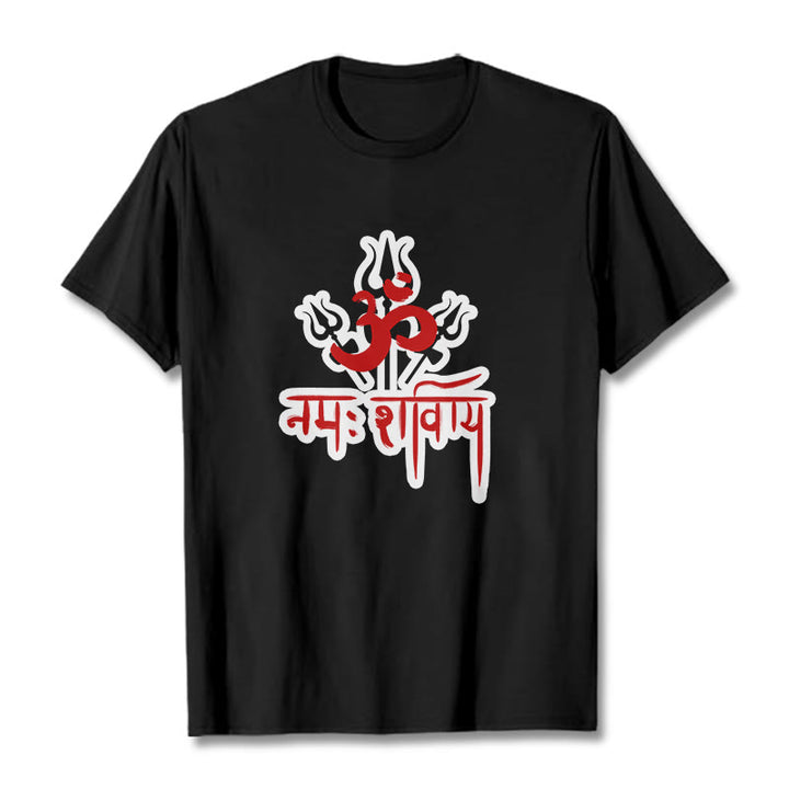T-shirt en coton Buddha Stones OM NAMAH SHIVAYA, trois Tridents - Noir - 2XL - image 1
