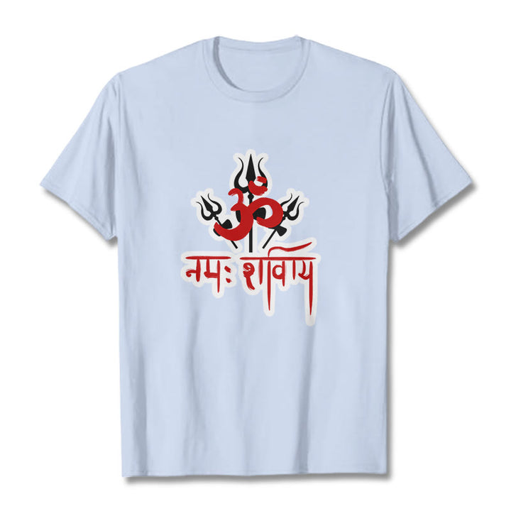 T-shirt en coton Buddha Stones OM NAMAH SHIVAYA, trois Tridents - Cyan clair - 2XL - image 9