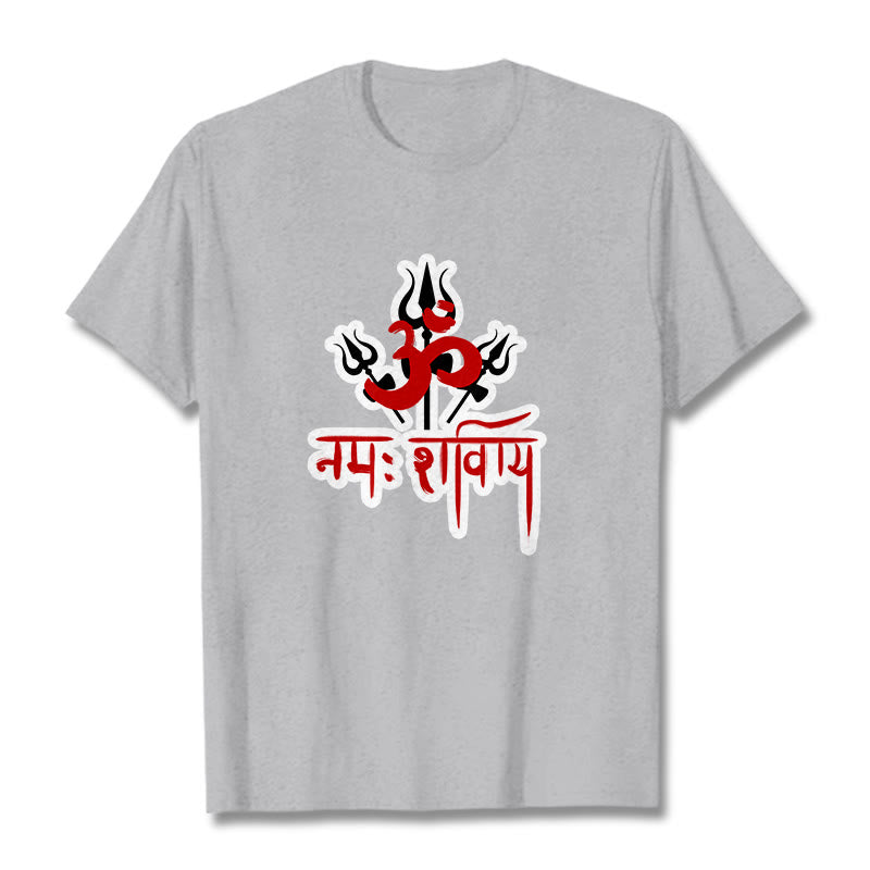 T-shirt en coton Buddha Stones OM NAMAH SHIVAYA, trois Tridents - Gris clair - 2XL - image 20
