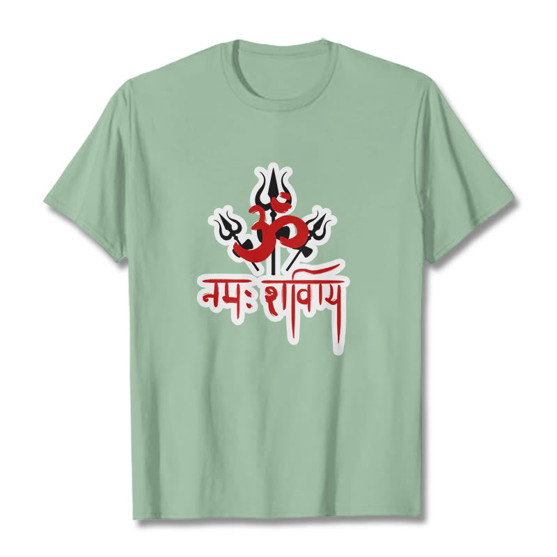 T-shirt en coton Buddha Stones OM NAMAH SHIVAYA, trois Tridents - Vert pâle - 2XL - image 16