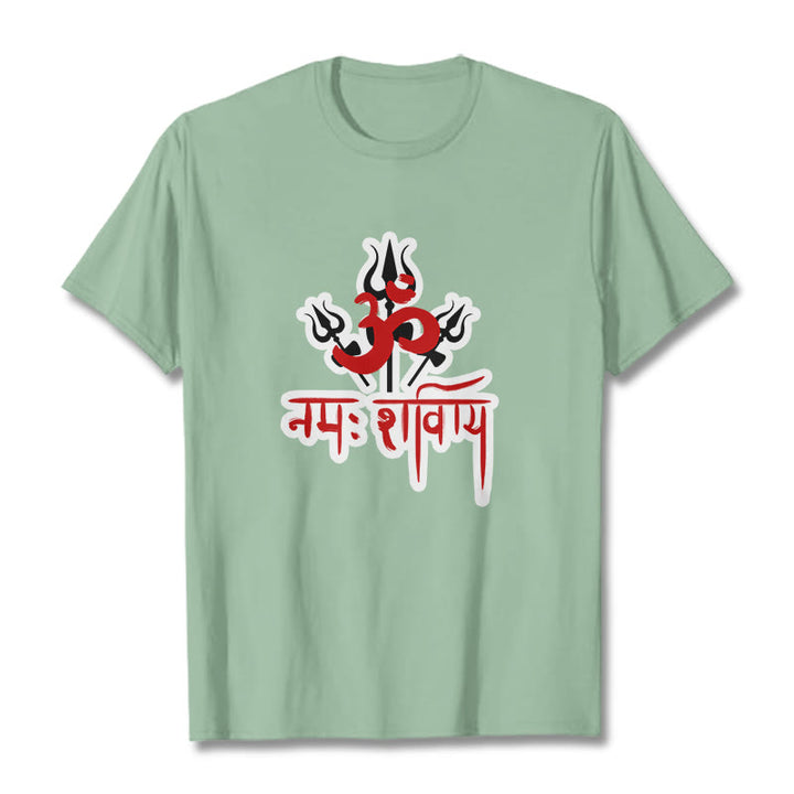 T-shirt en coton Buddha Stones OM NAMAH SHIVAYA, trois Tridents - Vert pâle - 2XL - image 16