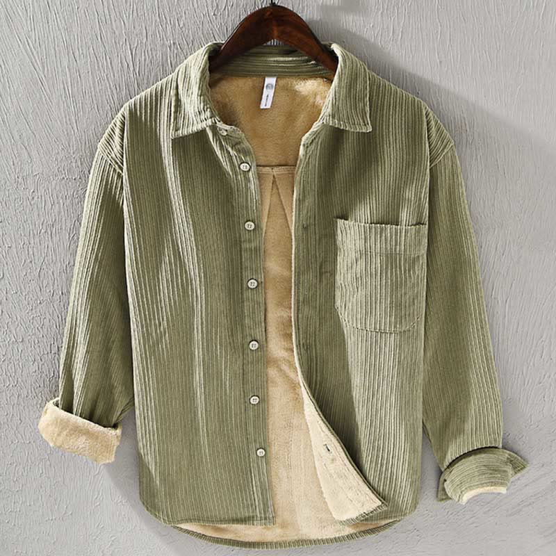 Chemise confortable en velours côtelé à manches longues et col rabattu avec poche pour homme Buddha Stones - JauneVert - US/UK/AU40, EU50 (3XL) - image 13