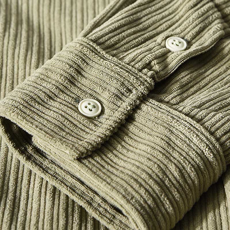 Chemise confortable en velours côtelé à manches longues et col rabattu avec poche pour homme Buddha Stones - image 15