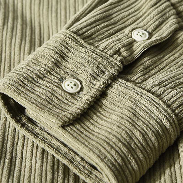 Chemise confortable en velours côtelé à manches longues et col rabattu avec poche pour homme Buddha Stones - image 15