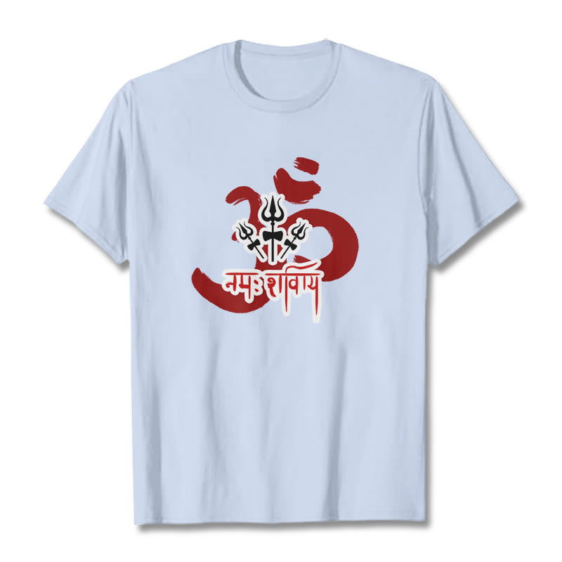 T-shirt en coton avec les trois petits tridents et les Buddha Stones OM NAMAH SHIVAYA - Cyan clair - 2XL - image 12