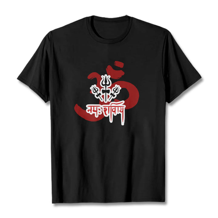T-shirt en coton avec les trois petits tridents et les Buddha Stones OM NAMAH SHIVAYA - Noir - 2XL - image 13