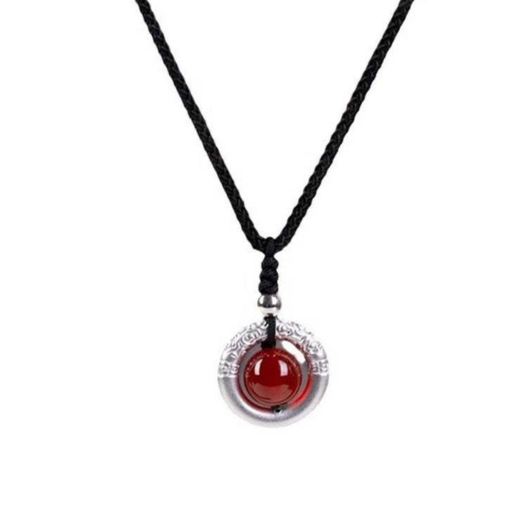 Buddha Stones en argent sterling 999 et agate rouge avec boucle de paix et bénédiction
